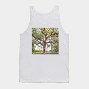 New Orleans French Quarter Nola Green Mosaic Iconic Oak Tree in Colorful Botanical Nature in Southern Louisiana Tank Top